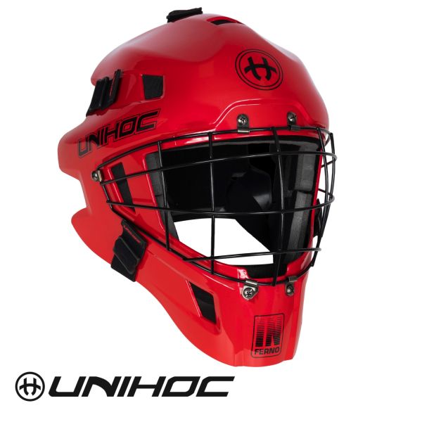 Floorball Maske - Goalie Mask Unihoc INFERNO 44 red (round cage).jpg