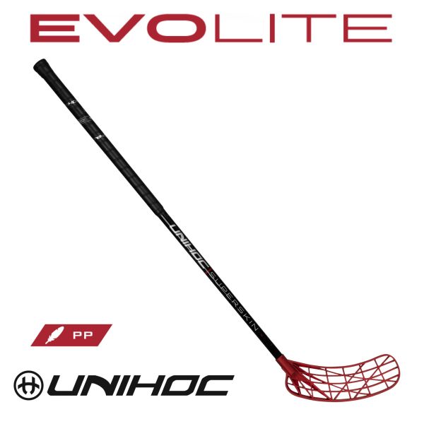 Floorballschläger - Unihoc EVOLITE SUPERSKIN Feather Light 32 schwarz rot.jpg