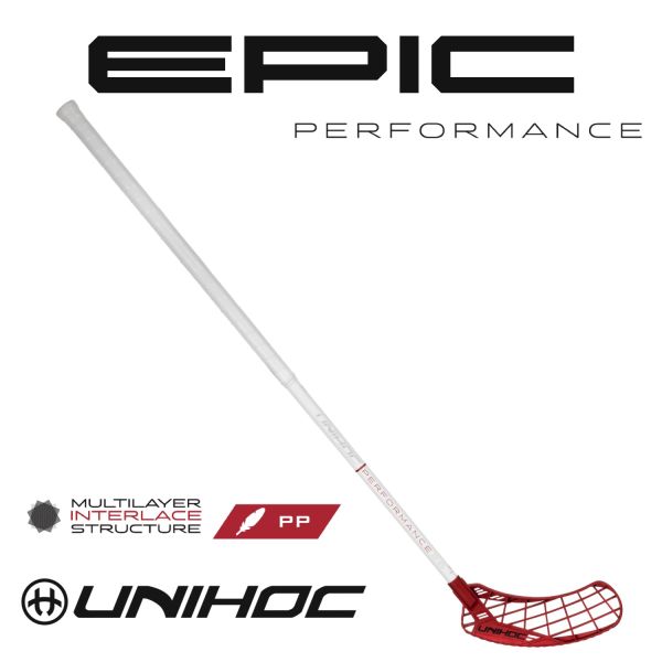 Floorball Schläger - Unihoc EPIC PERFORMANCE FeatherLight 26 weiß rot.jpg