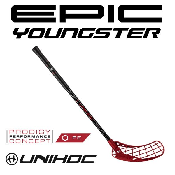 Floorball Schläger für Kinder - Unihoc EPIC Youngster PRODIGY 36 schwarz rot.jpg