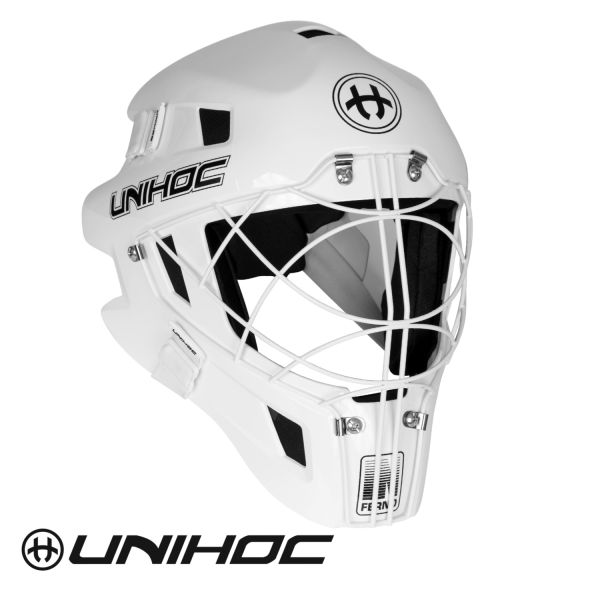 Floorball Helm - Goalie Mask Unihoc INFERNO 66 white (cat-eye cage)