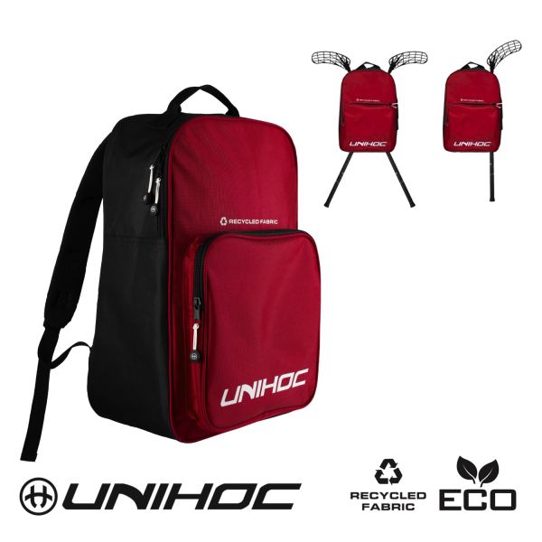 Floorball Rucksack - Backpack UNIHOC CLASSIC (stick holder) red (25L).jpg